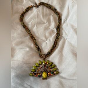 Multicolor Peacock Pendant Necklace